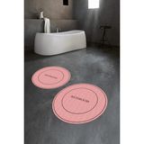 Napoli Home Dijital Baskılı Kaymaz Yıkanabilir Bathroom Yuvarlak Ikili Banyo Takımı, N-Y-Klozet-04-Pembe, - Renkli - Paspas