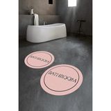 Napoli Home Dijital Baskılı Kaymaz Yıkanabilir Bathroom Yuvarlak Ikili Banyo Takımı, N-Y-Klozet-06-Pembe, - Renkli - Paspas