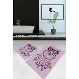 Napoli Home Dijital Baskılı Kaymaz Yıkanabilir Baykuş Desen Ikili Banyo Takımı Klozet Takımı, N-Klozet-35-Pembe, - Renkli - Paspas