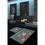 Napoli Home Dijital Baskılı Kaymaz Yıkanabilir Fil Desen Ikili Banyo Takımı Klozet Takımı, N-Klozet-31-Gri, - Renkli - Paspas