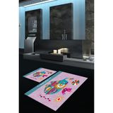 Napoli Home Dijital Baskılı Kaymaz Yıkanabilir Fil Desen Ikili Banyo Takımı Klozet Takımı, N-Klozet-31-Pembe, - Renkli - Paspas