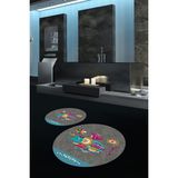 Napoli Home Dijital Baskılı Kaymaz Yıkanabilir Fil Desen Yuvarlak Ikili Banyo Takımı, N-Y-Klozet-31-Gri, - Renkli - Paspas