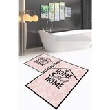 Napoli Home Dijital Baskılı Kaymaz Yıkanabilir Home Ikili Banyo Takımı Klozet Takımı, N-Klozet-14-Pembe, - Renkli - Paspas