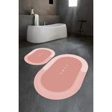 Napoli Home Dijital Baskılı Kaymaz Yıkanabilir Home Oval Banyo Takımı Klozet Takımı, N-O-Klozet-03-Pembe, - Renkli - Paspas
