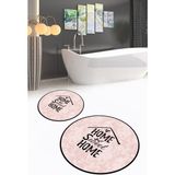 Napoli Home Dijital Baskılı Kaymaz Yıkanabilir Home Yuvarlak Ikili Banyo Takımı, N-Y-Klozet-14-Pembe, - Renkli - Paspas