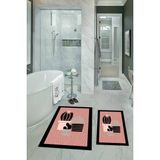 Napoli Home Dijital Baskılı Kaymaz Yıkanabilir Kaktüs Ikili Banyo Takımı Klozet Takımı, N-Klozet-22-Pembe, - Renkli - Paspas