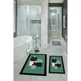 Napoli Home Dijital Baskılı Kaymaz Yıkanabilir Kaktüs Ikili Banyo Takımı Klozet Takımı, N-Klozet-22-Yeşil, - Renkli - Paspas