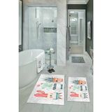 Napoli Home Dijital Baskılı Kaymaz Yıkanabilir Kaktüs Ikili Banyo Takımı Klozet Takımı, N-Klozet-24-Gri, - Renkli - Paspas