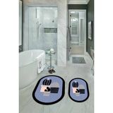 Napoli Home Dijital Baskılı Kaymaz Yıkanabilir Kaktüs Oval Banyo Takımı Klozet Takımı, N-O-Klozet-22-Mavi, - Renkli - Paspas