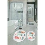 Napoli Home Dijital Baskılı Kaymaz Yıkanabilir Kaktüs Oval Banyo Takımı Klozet Takımı, N-O-Klozet-24-Gri, - Renkli - Paspas