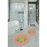 Napoli Home Dijital Baskılı Kaymaz Yıkanabilir Kaktüs Yuvarlak Ikili Banyo Takımı, N-Y-Klozet-23-Pembe, - Renkli - Paspas