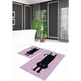 Napoli Home Dijital Baskılı Kaymaz Yıkanabilir Kedi Desen Ikili Banyo Takımı Klozet Takımı, N-Klozet-39-Pembe, - Renkli - Paspas