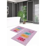 Napoli Home Dijital Baskılı Kaymaz Yıkanabilir Kedi Desen Ikili Banyo Takımı Klozet Takımı, N-Klozet-41-Pembe, - Renkli - Paspas