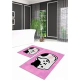 Napoli Home Dijital Baskılı Kaymaz Yıkanabilir Kedi Desen Ikili Banyo Takımı Klozet Takımı, N-Klozet-43-Pembe, - Renkli - Paspas
