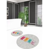 Napoli Home Dijital Baskılı Kaymaz Yıkanabilir Kedi Desen Yuvarlak Ikili Banyo Takımı, N-Y-Klozet-41-Gri, - Renkli - Paspas