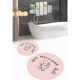 Napoli Home Dijital Baskılı Kaymaz Yıkanabilir Welcome Yuvarlak Ikili Banyo Takımı, N-Y-Klozet-11-Pembe, - Renkli - Paspas