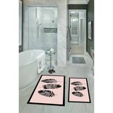 Napoli Home Dijital Baskılı Kaymaz Yıkanabilir Yaprak Ikili Banyo Takımı Klozet Takımı, N-Klozet-26-Pembe, - Renkli - Paspas