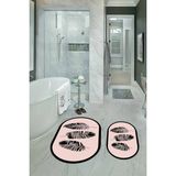Napoli Home Dijital Baskılı Kaymaz Yıkanabilir Yaprak Oval Banyo Takımı Klozet Takımı, N-O-Klozet-26-Pembe, - Renkli - Paspas