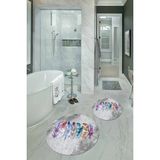 Napoli Home Dijital Baskılı Kaymaz Yıkanabilir Yaprak Yuvarlak Ikili Banyo Takımı, N-Y-Klozet-25-Gri,