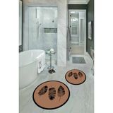Napoli Home Dijital Baskılı Kaymaz Yıkanabilir Yaprak Yuvarlak Ikili Banyo Takımı, N-Y-Klozet-26-Kahve, - Renkli - Paspas