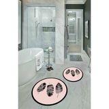 Napoli Home Dijital Baskılı Kaymaz Yıkanabilir Yaprak Yuvarlak Ikili Banyo Takımı, N-Y-Klozet-26-Pembe,