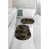 Napoli Home Dijital Baskılı Yıkanabilir Geometrik Desenli Oval Banyo Paspası Klozet Takımı
