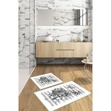 Napoli Home Dijital Baskılı Yıkanabilir Kaymaz Gül Motifli Banyo Paspası Klozet Takımı, Klozet-77-Gri,