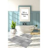 Napoli Home Dijital Baskılı Yıkanabilir Kaymaz Kilim Görünümlü Banyo Paspası Klozet Takımı, Klozet-88-Gri,