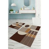 Napoli Home Dijital Baskılı Yıkanabilir Kaymaz Modern Desen Banyo Paspası Klozet Takımı, Klozet-59-Kahve, - Kahverengi