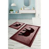 Napoli Home Dijital Baskılı Yıkanabilir Kaymaz Taban Fil Figürlü Banyo Paspası Klozet Takımı