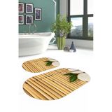 Napoli Home Dijital Baskılı Yıkanabilir Kaymaz Taban Taş Desenli Oval Banyo Paspası Klozet Takımı