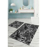 Napoli Home Dijital Baskılı Yıkanabilir Klasik Çiçek Desenli Banyo Paspası Klozet Takımı, Klozet-60-Gri,