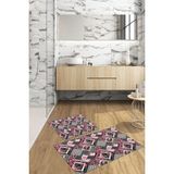 Napoli Home Dijital Baskılı Yıkanabilir Klasik Çiçek Desenli Banyo Paspası Klozet Takımı, Klozet-80-Pembe,