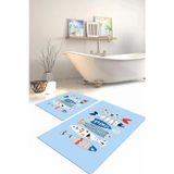 Napoli Home Dijital Baskılı Yıkanabilir Renkli Balık Desenli Banyo Paspası Klozet Takımı