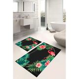 Napoli Home Dijital Baskılı Yıkanabilir Renkli Flamingo Desenli Banyo Paspası Klozet Takımı
