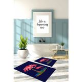 Napoli Home Dijital Baskılı Yıkanabilir Sade Flamingo Desenli Banyo Paspası Klozet Takımı