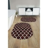 Napoli Home Dijital Baskılı Yıkanabilir Sade Kupa Desenli Oval Banyo Paspası Klozet Takımı, Klozet-86-Bordo,