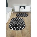 Napoli Home Dijital Baskılı Yıkanabilir Sade Kupa Desenli Oval Banyo Paspası Klozet Takımı, Klozet-86-Gri,