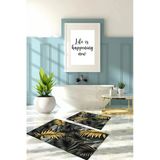 Napoli Home Dijital Baskılı Yıkanabilir Yaprak Desenli Banyo Paspası Klozet Takımı