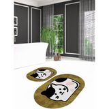 Napoli Home Dijital Kaymaz Yıkanabilir Kedi Desen Oval Banyo Takımı Klozet Takımı, N-O-Klozet-43-Kahve,