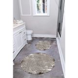 Napoli Home Dijital Yıkanabilir Kare Desen Detaylı Yuvarlak Banyo Paspası Klozet Takımı