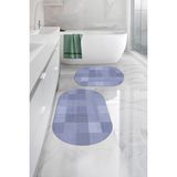 Napoli Home Dijital Yıkanabilir Kaymaz Kilim Görünümlü Oval Banyo Paspası Klozet Takımı, Klozet-88-Lila,