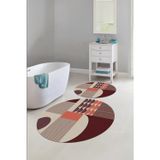 Napoli Home Dijital Yıkanabilir Kaymaz Taban Modern Desen Yuvarlak Banyo Paspası Klozet Takımı