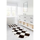 Napoli Home Dijital Yıkanabilir Mermer Zemin Desenli Oval Banyo Paspası Klozet Takımı, Klozet-78-Kahve, - Kahverengi