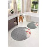 Napoli Home Dijital Yıkanabilir Modern Deniz Yıldızı Yuvarlak Banyo Paspası Klozet Takımı
