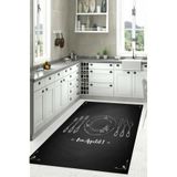Napolihome Baskılı Çatal Bıçak Desenli Yıkanabilir Kaymaz Taban Yolluk Salon Mutfak Halısı,Gri 60 X 100