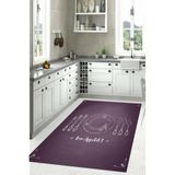Napolihome Baskılı Çatal Bıçak Desenli Yıkanabilir Kaymaz Taban Yolluk Salon Mutfak Halısı,Lila 80 X 150