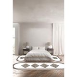 Napolihome Baskılı Kaymaz Taban Yıkanabilir Çerçeve Detaylı Oval Üçlü Yatak Odası,Kahverengi 100 X 100