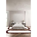 Napolihome Baskılı Kaymaz Taban Yıkanabilir Çerçeve Mermer Desenli Oval Üçlü Yatak Odası,Bordo 100 X 100