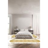 Napolihome Baskılı Kaymaz Taban Yıkanabilir Çerçeve Mermer Desenli Oval Üçlü Yatak Odası,Gold 100 X 100